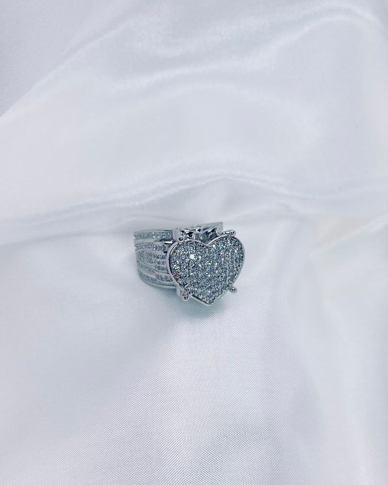 Iced Out Enlightened Heart Ring with Diamond Quality Stimulant