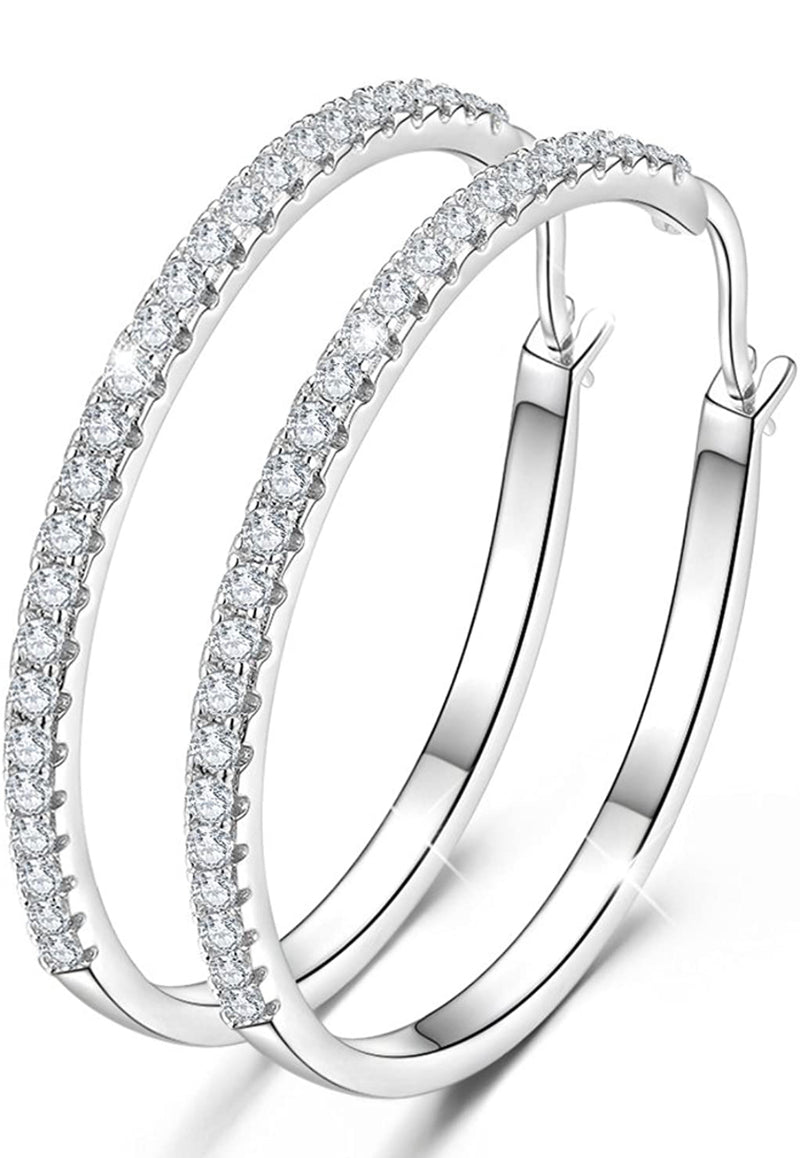 JerryAndrew Large 925 Silver Cubic Hoop Earrings