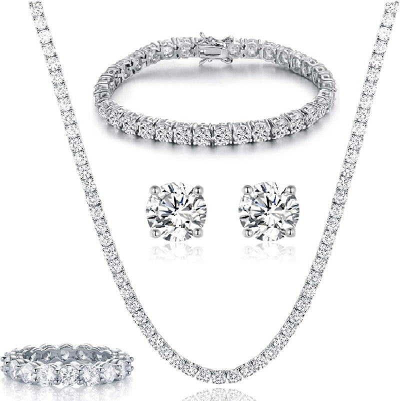 JerryAndrew White Gold Full Necklace Set (Necklace, Bracelet, Earrings, Ring)